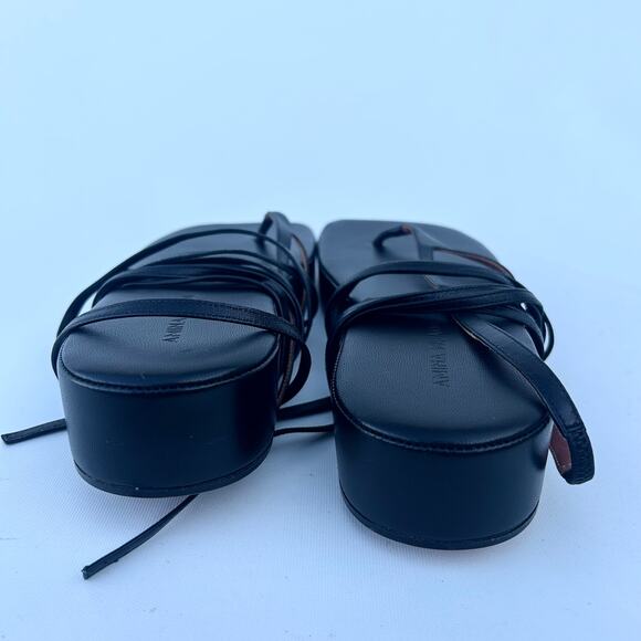 Amina Muaddi Jamie Lambskin Leather Lace Up Flatforms Platform 10 Black 41 - Picture 11 of 13